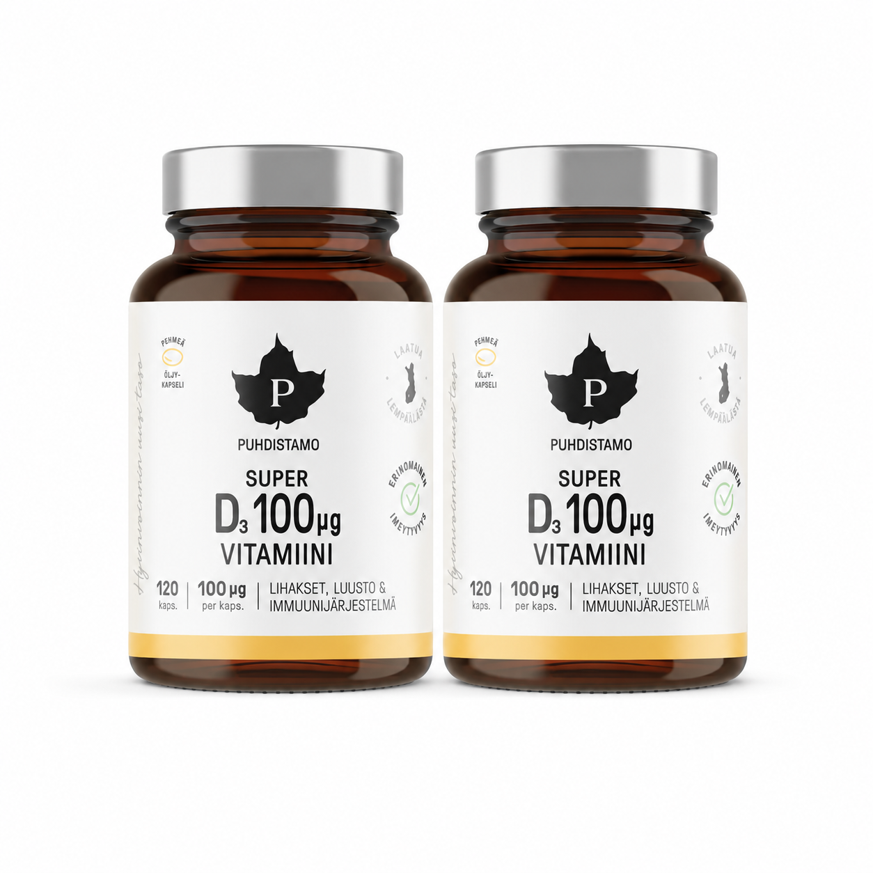 Super D-Vitamiini 100 μg 2 x 120 kaps, Puhdistamo