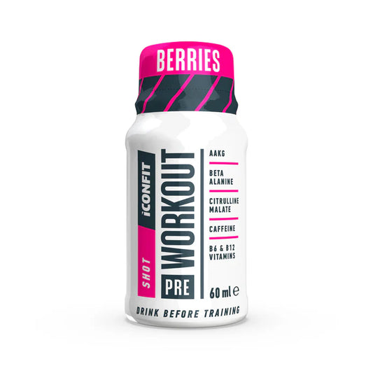 Pre-Workout Shotti marjojen maku 60 ml, Iconfit