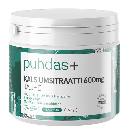 Kalsium Sitraatti 240g Kalkki 600mg, Puhdas+