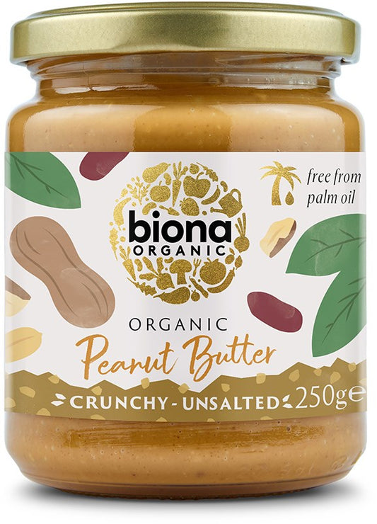 Maapähkinävoi crunchy suolaton 250g, Biona