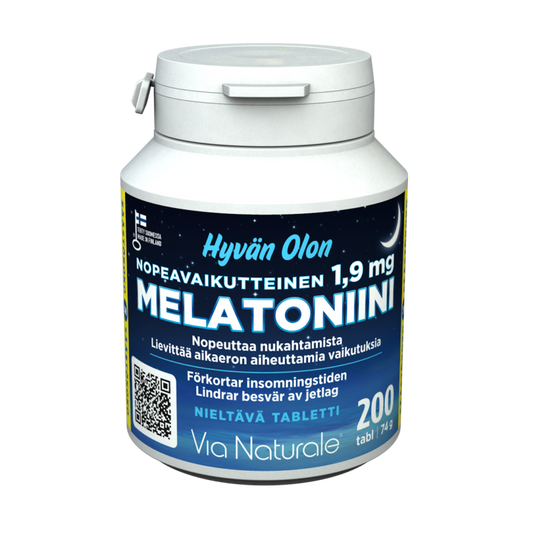 Hyvän Olon Nopeavaikutteinen Melatoniini 1,9 mg 200tabl, VIa Naturale