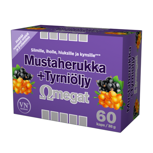 Mustaherukka + Tyrniöljy Omegat 60kaps, Via Naturale