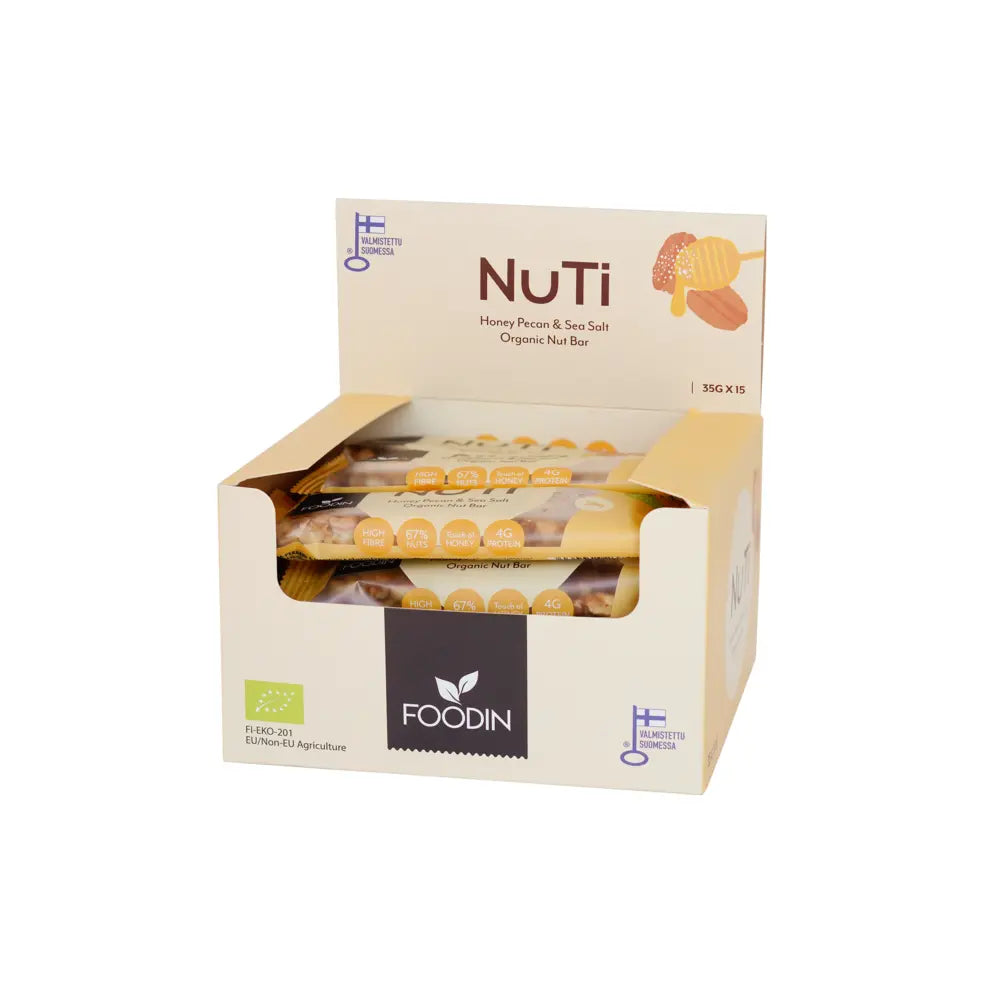 NUTI Honey, Pecan & Sea Salt, Luomu 35g x 15kpl, Foodin