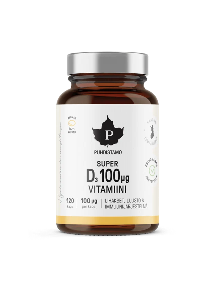 Super D3-vitamiini 100 µg, 120 kaps, Puhdistamo