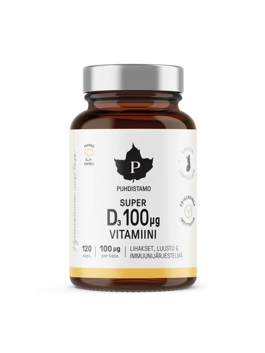 Super D3-vitamiini 100 µg, 120 kaps, Puhdistamo