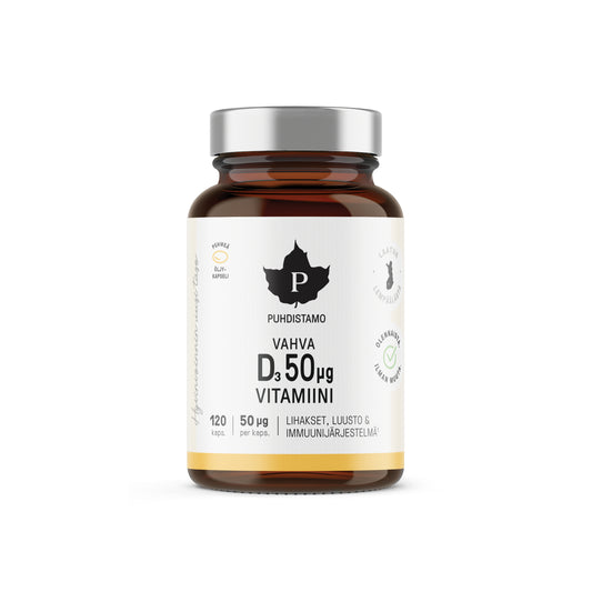 Vahva D-vitamiini  50µg D3 120 kaps, Puhdistamo