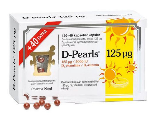 D-Pearls 125µg 120+40kpl D-vitamiini D3, Pharma Nord