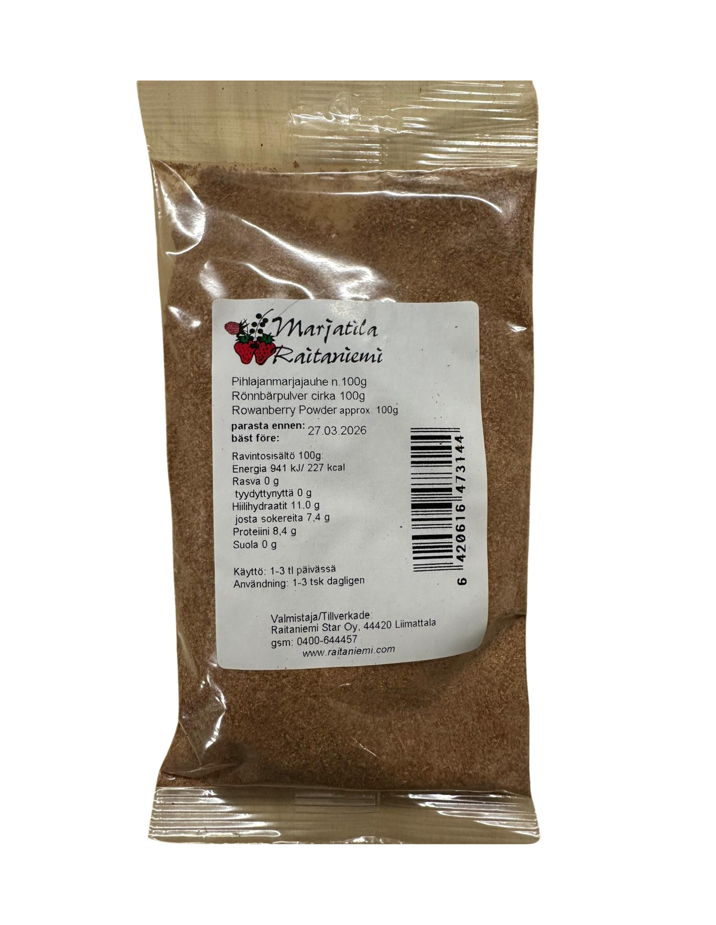 Pihlajanmarjajauhe 100g, Raitaniemi