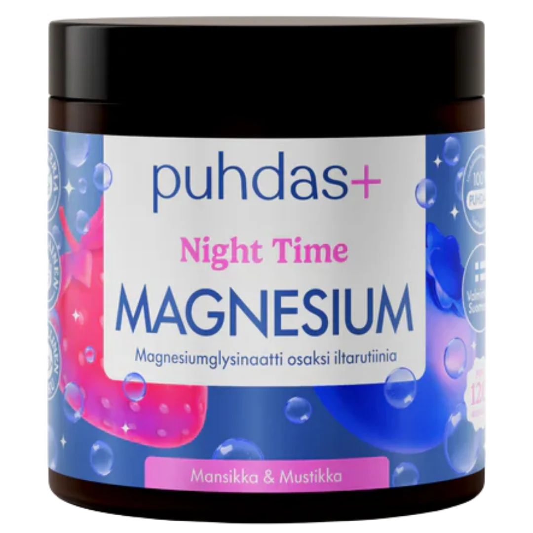 Night Time Magnesium - Mansikka & Mustikka 80 g, Puhdas+
