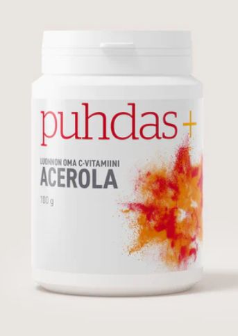 C-vitamiini jauhe Acerola 100g, Puhdas+