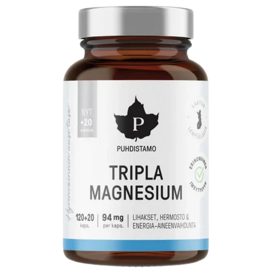 Tripla Magnesium 120 + 20 kaps, Kampanjapakkaus Puhdistamo