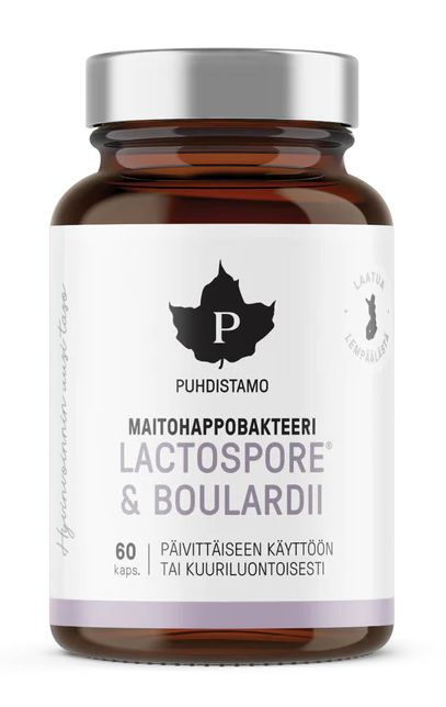 Maitohappobakteeri Lactospore + Boulardii 60kaps., Puhdistamo