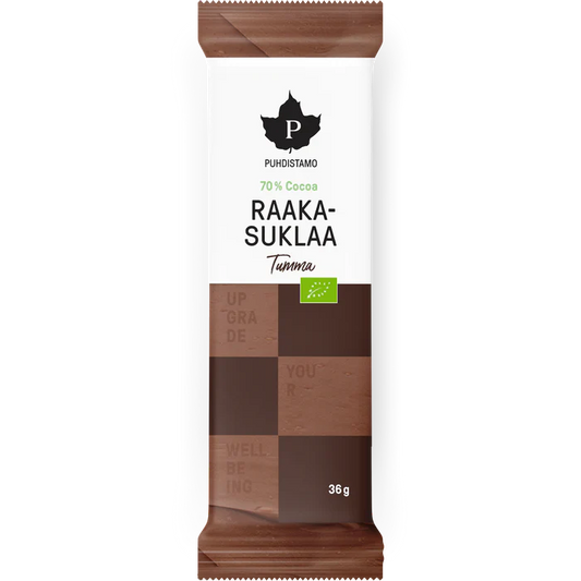 Raakasuklaa tumma luomu 36g, Puhdistamo