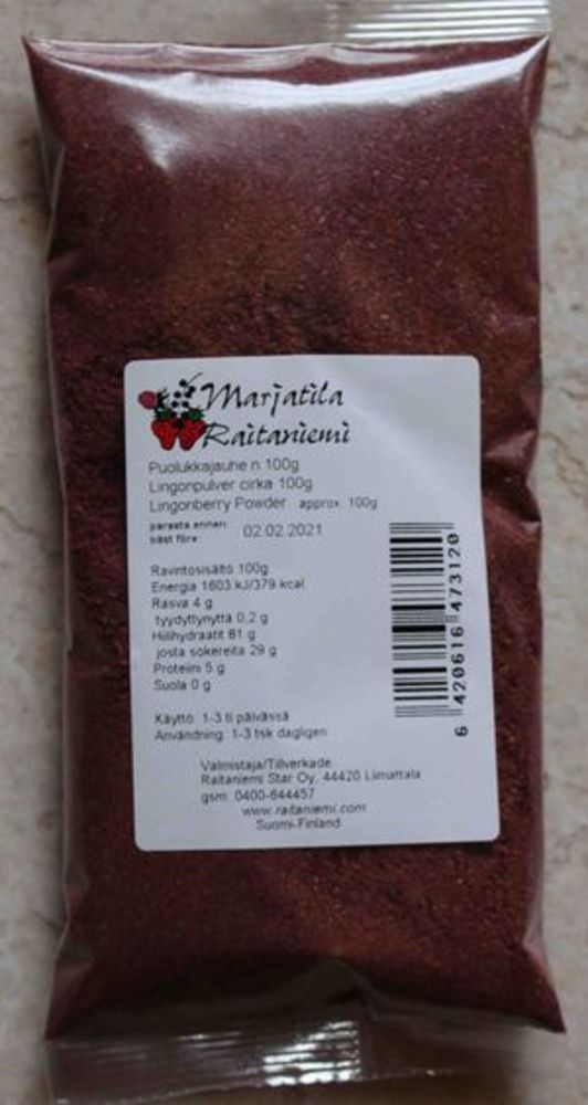 Puolukkajauhe 100g, Raitaniemi