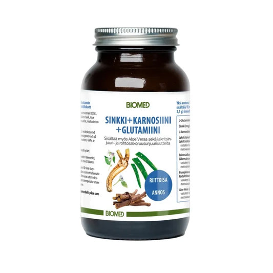 Sinkki+Karnosiini+Glutamiini - juomajauhe 120 g, Biomed