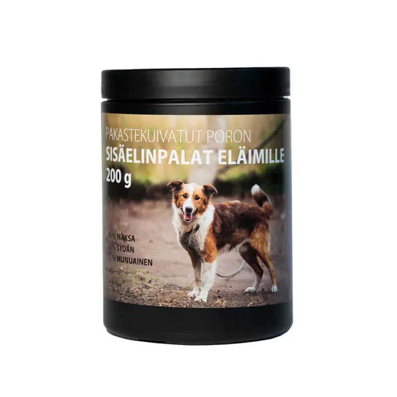 Pakastekuivatut poron sisäelinpalat eläimille 200 g, Biomed