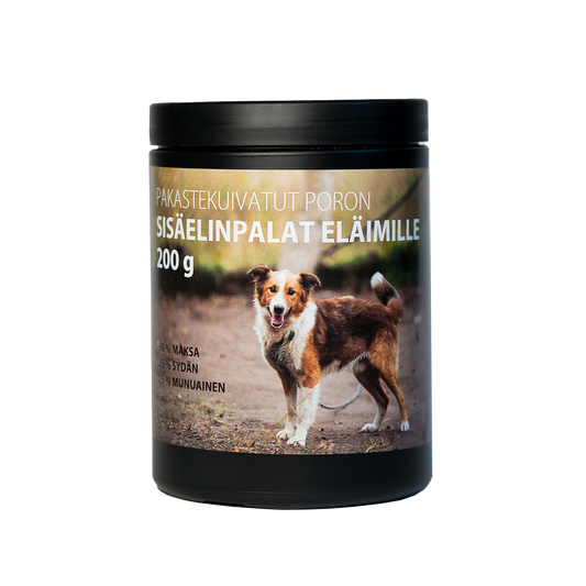 Pakastekuivatut poron sisäelinpalat eläimille 200 g, Biomed