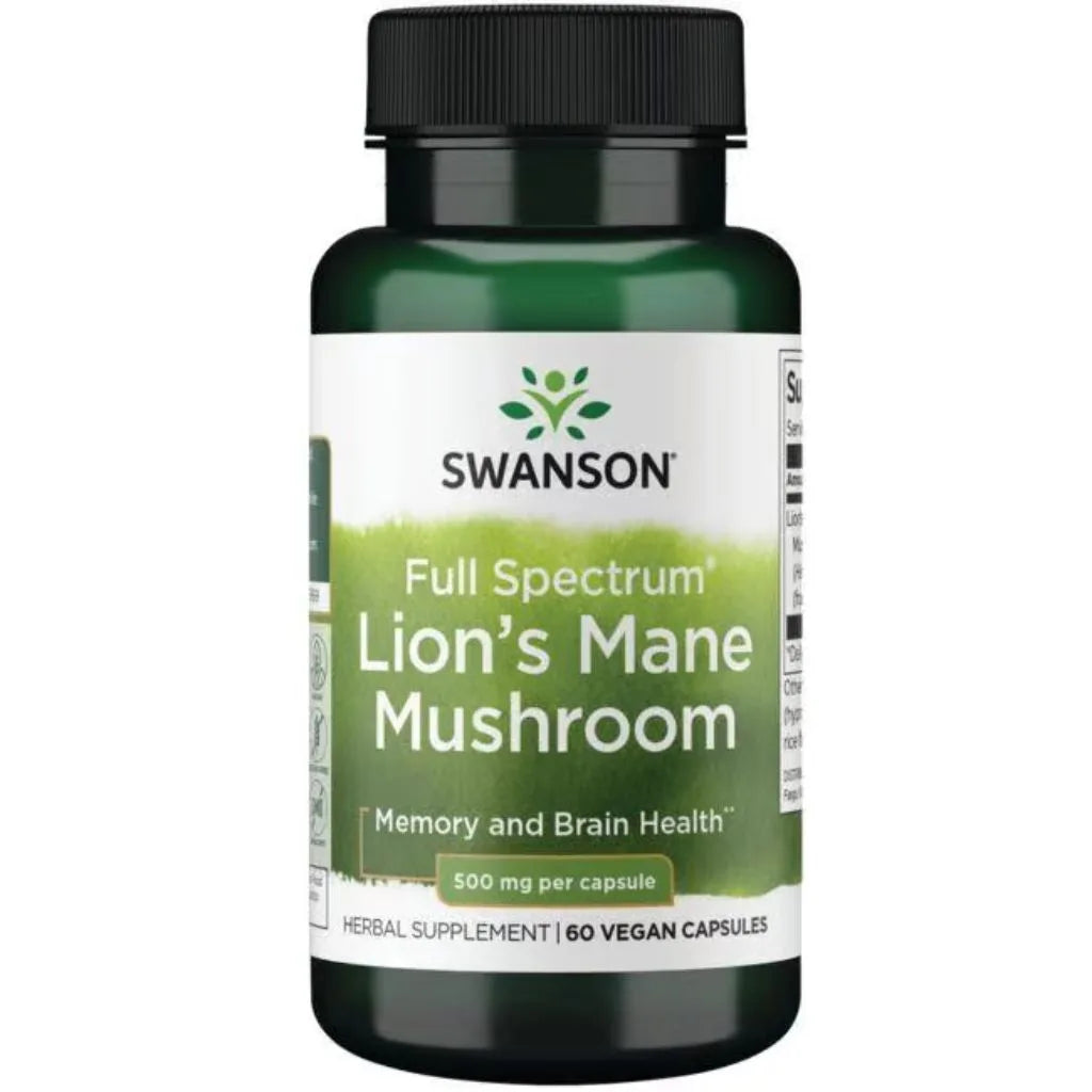 Full Spectrum Lion's Mane Mushroom 500 mg 60 kaps, Swanson