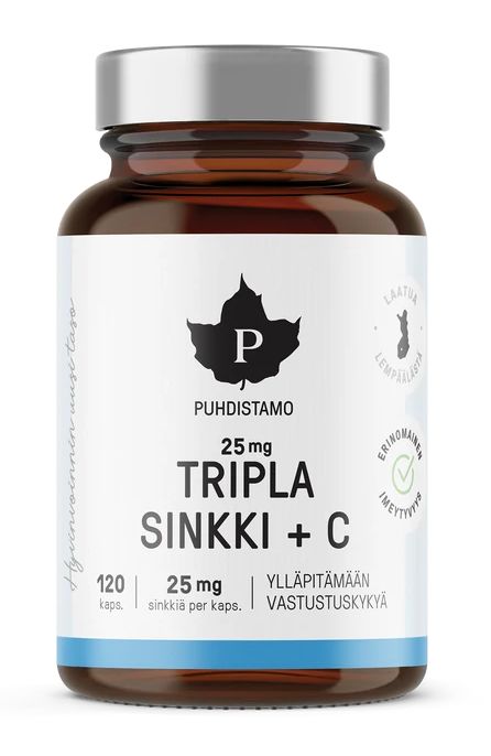 Sinkki Tripla 25mg +C 120kaps., Puhdistamo