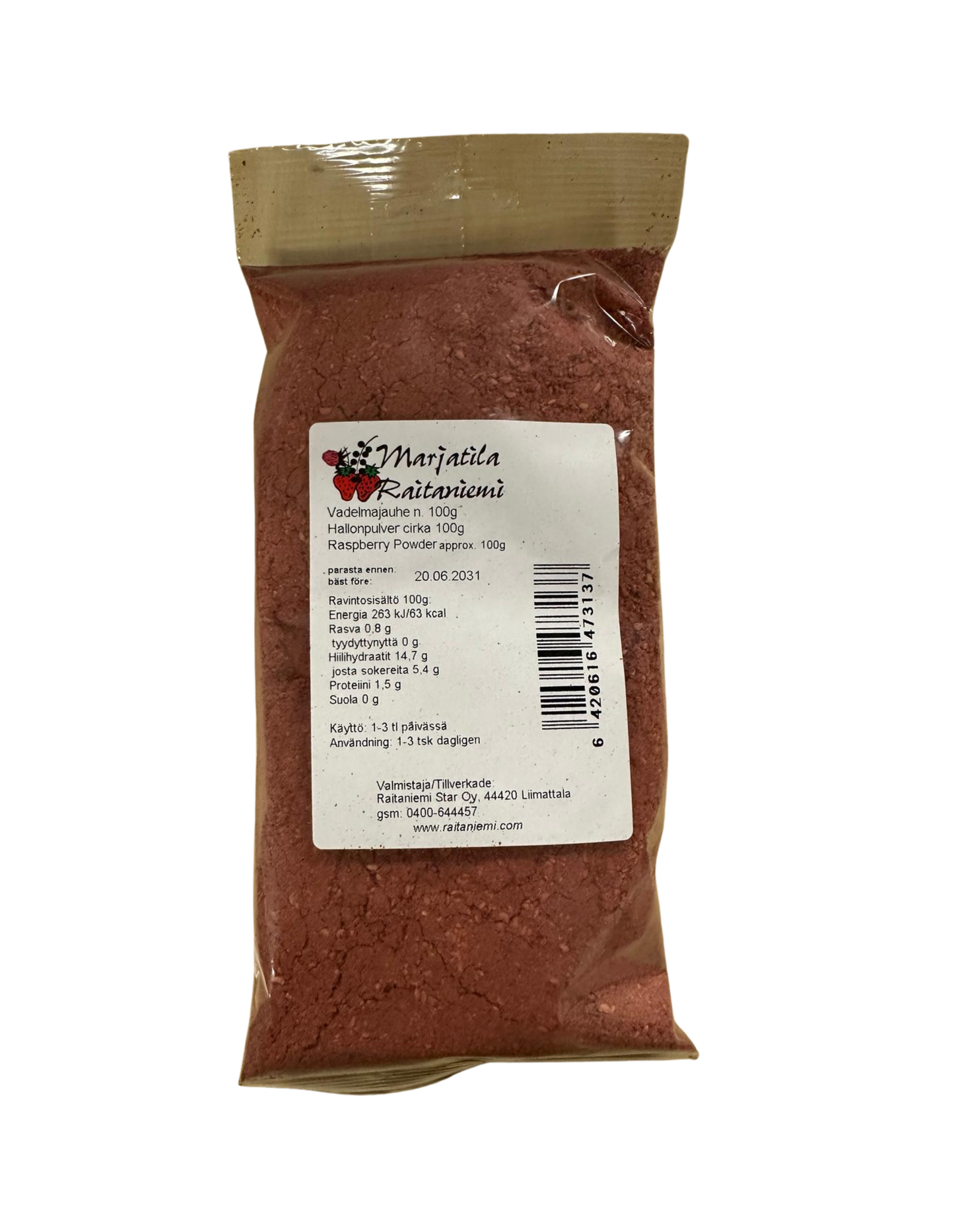 Vadelmajauhe 100g, Raitaniemi