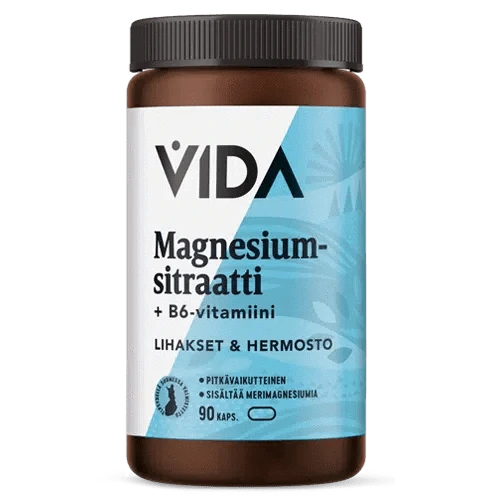 Vida Magnesiumsitraatti +B6 Pitkävaikutteinen 90 kaps. Erä - Päiväys 10/2026