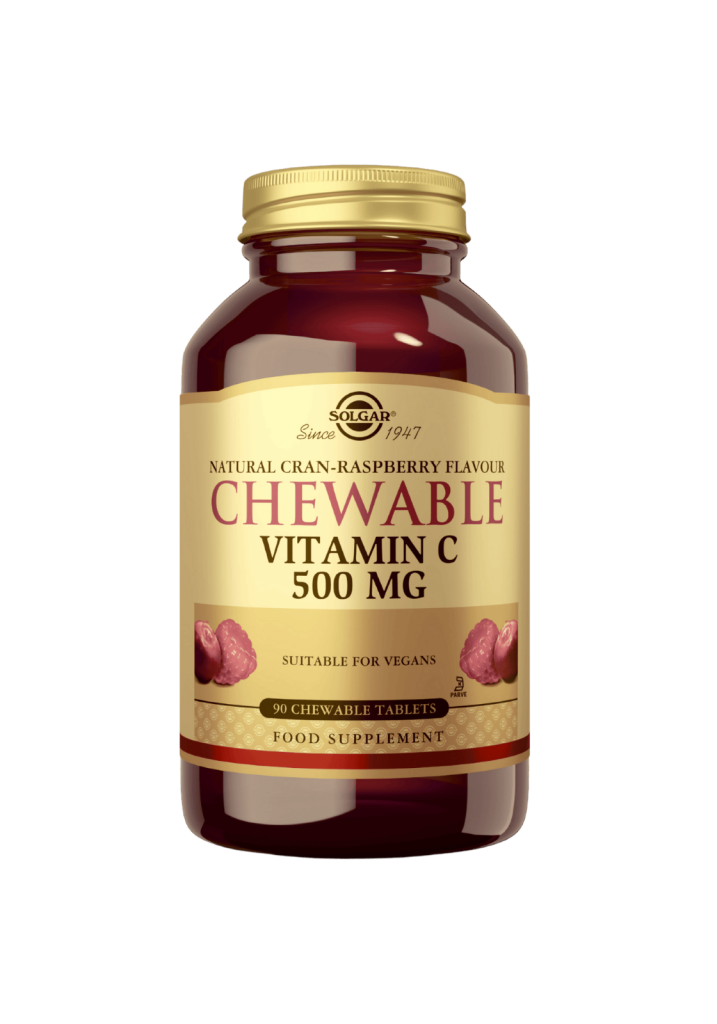 C-vitamiini Purutabletti  500 mg (karpalo/vadelma) 90 tabl, Solgar