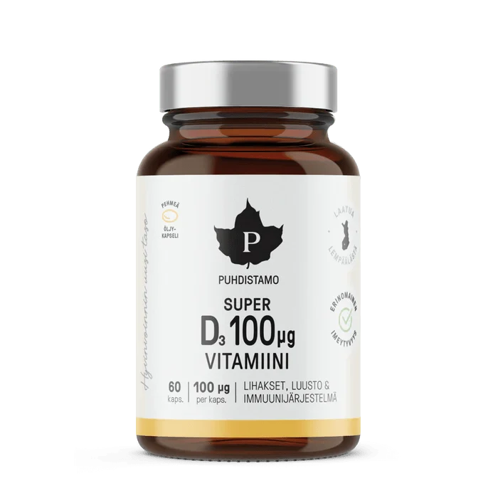 Super D3-vitamiini 100 mg, 60 kaps , Puhdistamo