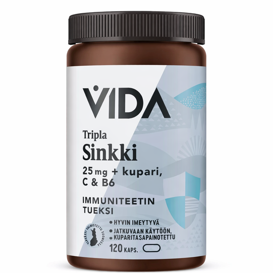 Vida Tripla Sinkki 25 mg + Kupari, C & B6 120 kaps.