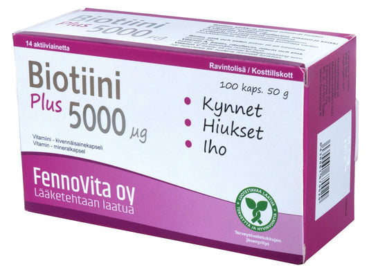 Biotiini Plus 5000µg 100kaps., FennoVita