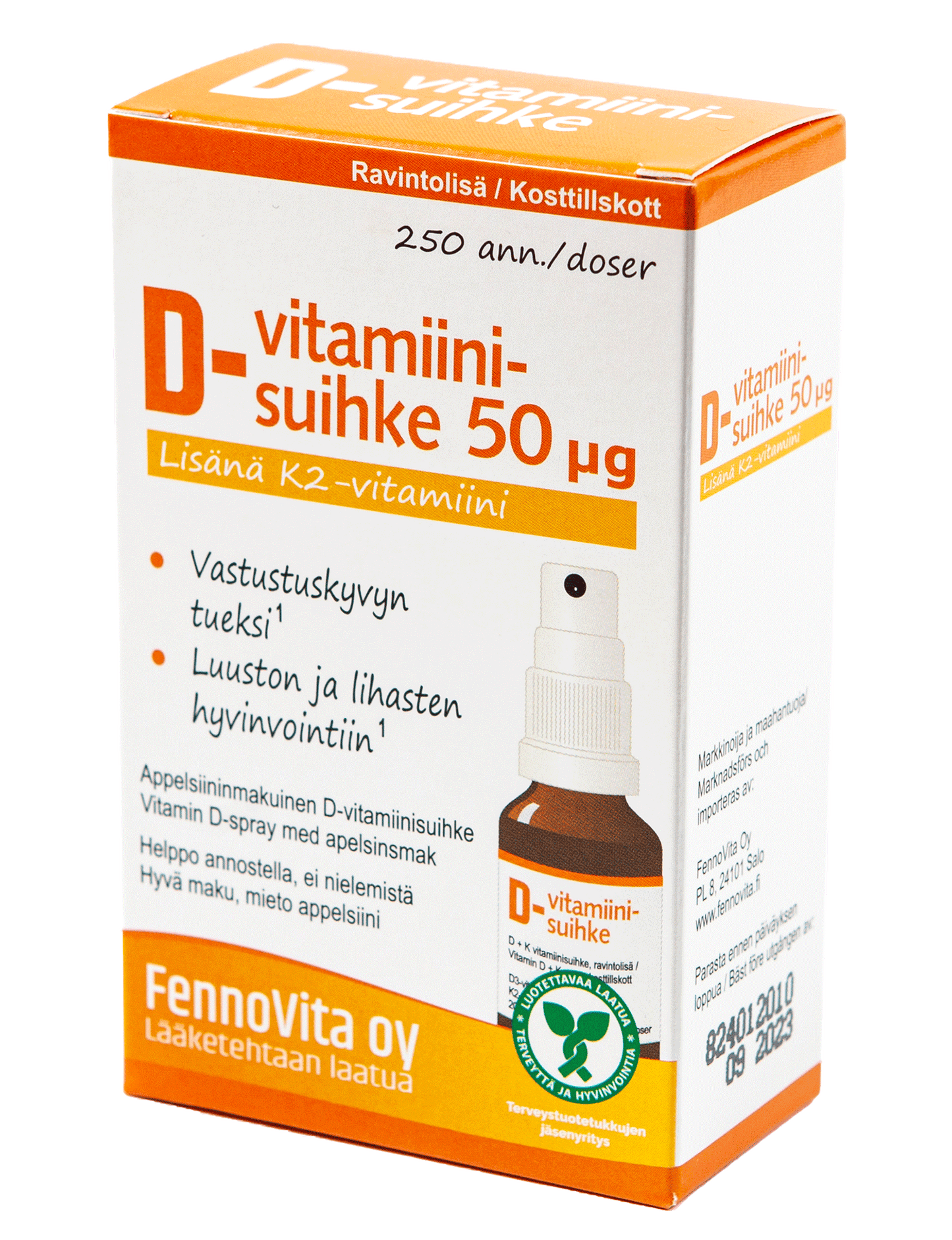 D 50 µg + K vitamiinisuihke 25 ml, FennoVita