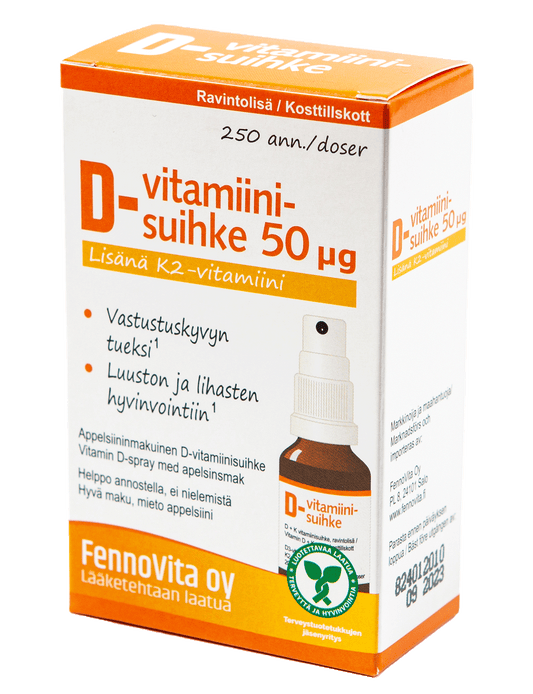 D 50 µg + K vitamiinisuihke 25 ml, FennoVita