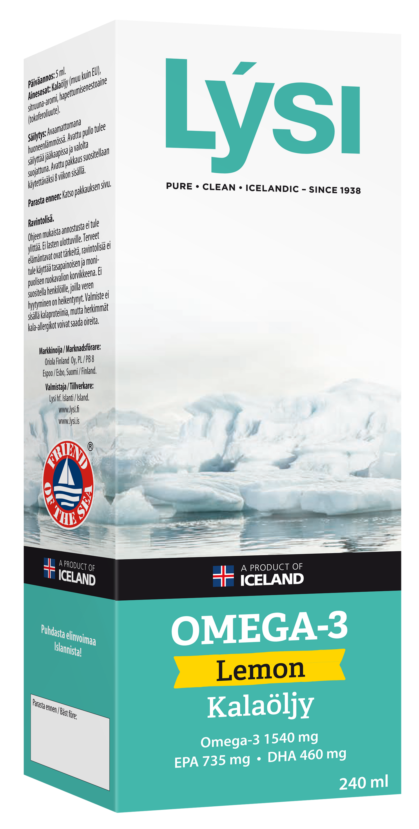 Omega-3 LEMON kalaöljy 240 ml, LYSI
