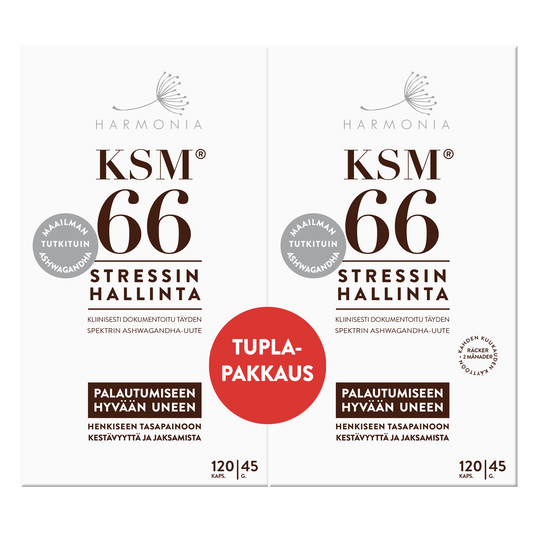 KSM66 Ashwagandha luomu 120+120 kaps, tuplapkt, Harmonia