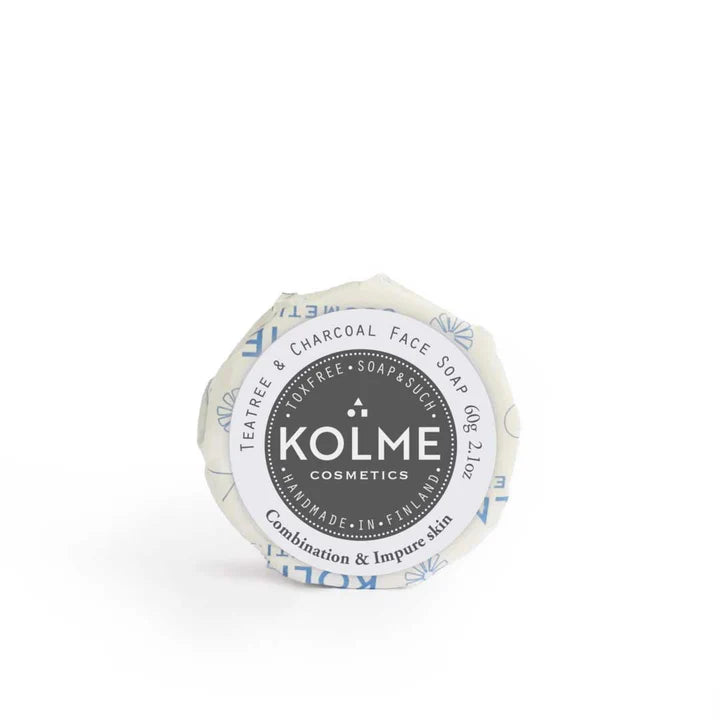 Kasvosaippua teepuuöljy & aktiivihiili 60 g, Kolme Cosmetics