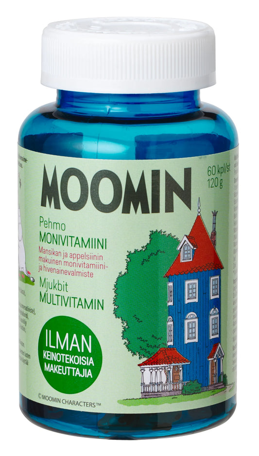 Moomin Pehmo Monivitamiini 60 kpl - Mansikan ja appelsiinin makuinen