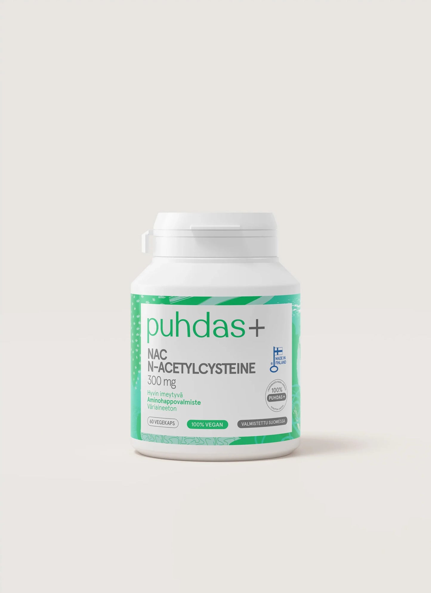 NAC N-Asetyyli Cysteine 300mg 60kaps, Puhdas+