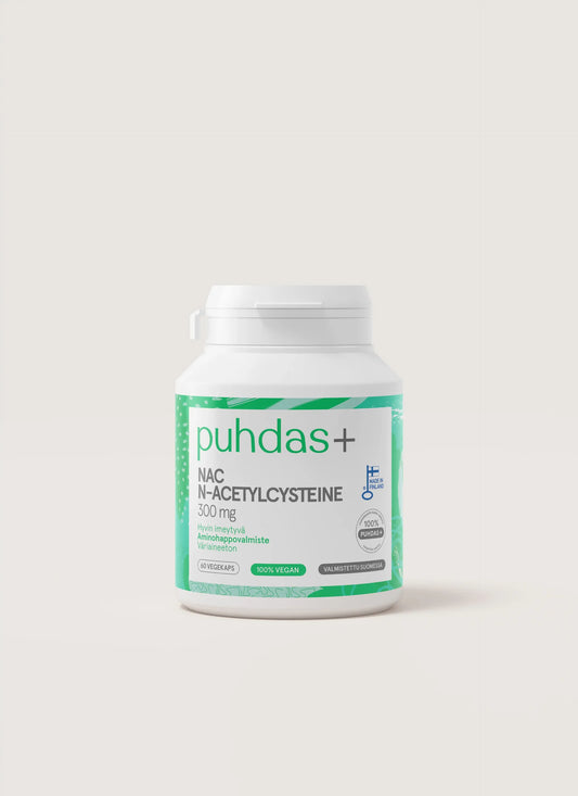 NAC N-Asetyyli Cysteine 300mg 60kaps, Puhdas+