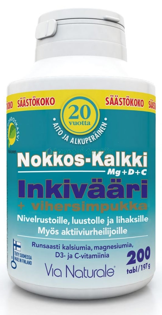 Nokkos-Kalkki Inkivääri+Vihersimpukka 200kpl, Via Naturale