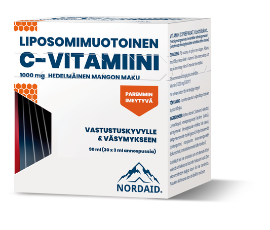 Liposomaalinen C-vitamiinigeeli 1000 mg 90ml, 30pssx3ml, NordAid