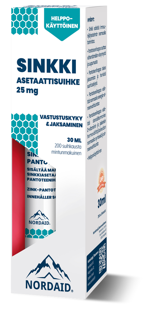 Sinkkiasetaatti-pantoteenihapposuihke 30ml, Nordaid