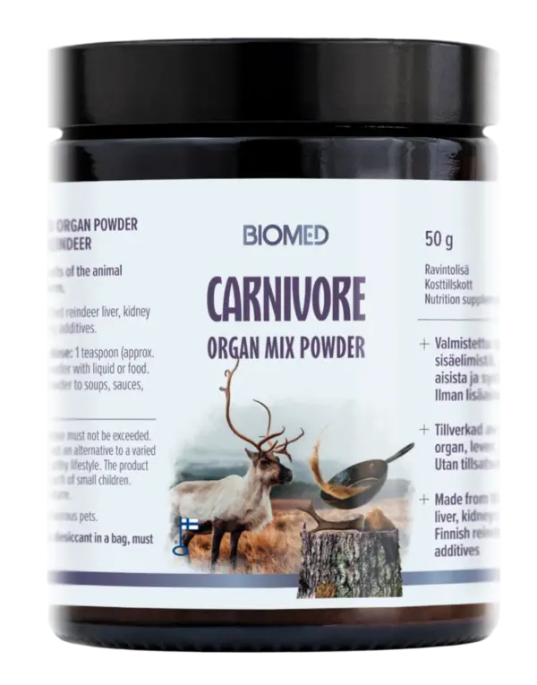 Carnivore Organ Mix Powder – Poron sisäelinjauhe 50g, Biomed