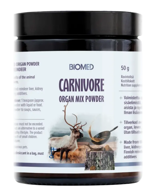 Carnivore Organ Mix Powder – Poron sisäelinjauhe 50g, Biomed