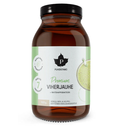 Puhdistamo Premium Viherjauhe + Maitohappobakteeri 120 g