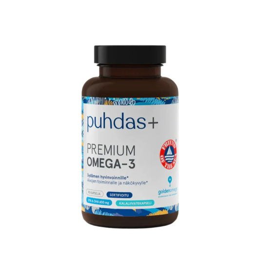 Premium Omega-3 - 600 mg Kalaöljykapselit 90 kaps, Puhdas+