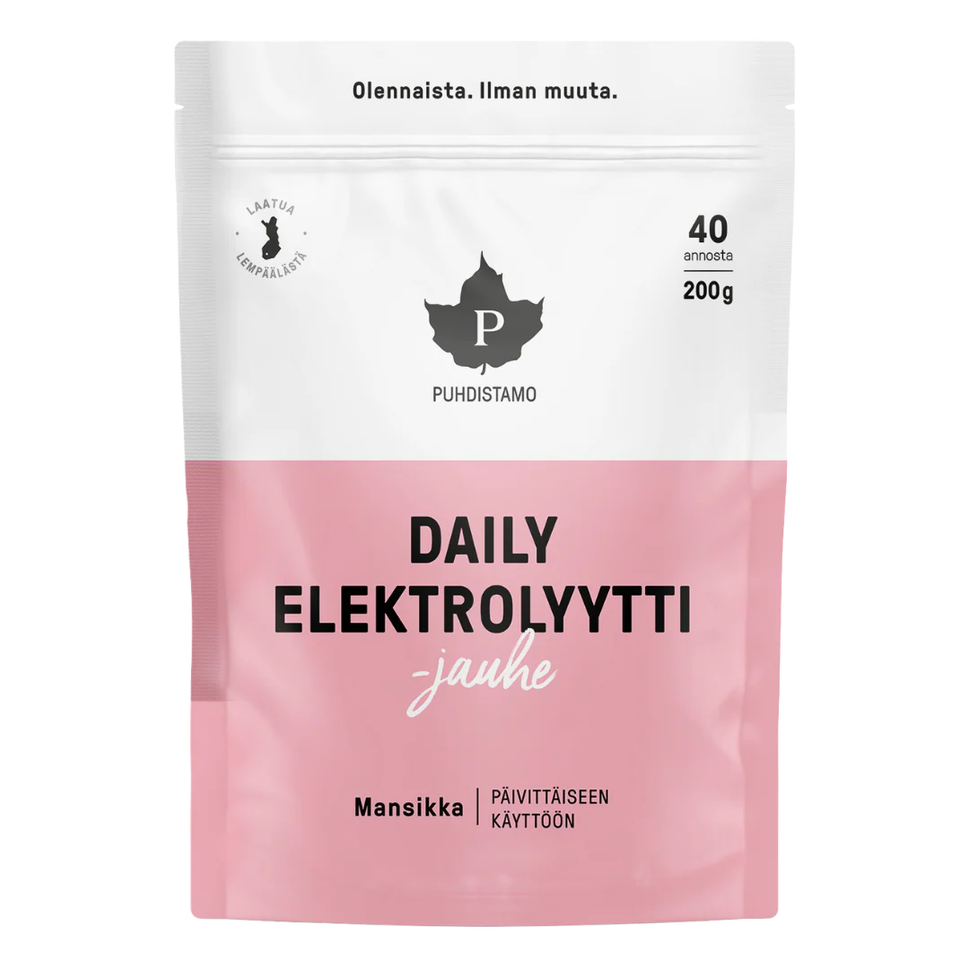 Daily Elektrolyyttijauhe Mansikka 200 g, Puhdistamo