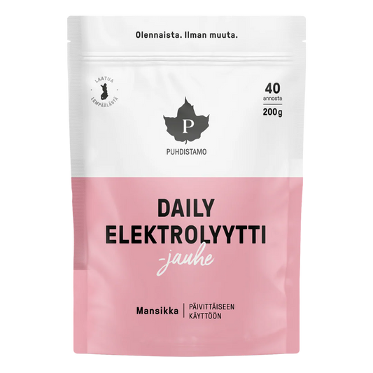 Daily Elektrolyyttijauhe Mansikka 200 g, Puhdistamo