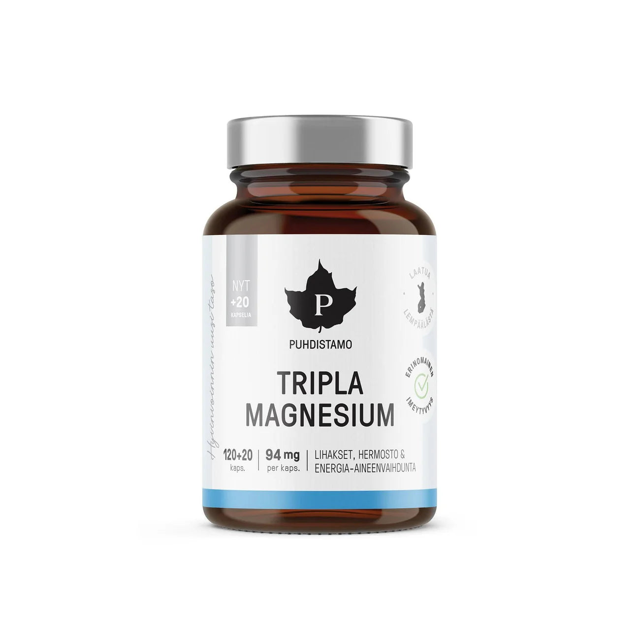 Tripla Magnesium 120 + 20 kaps, Puhdistamo - Erä!