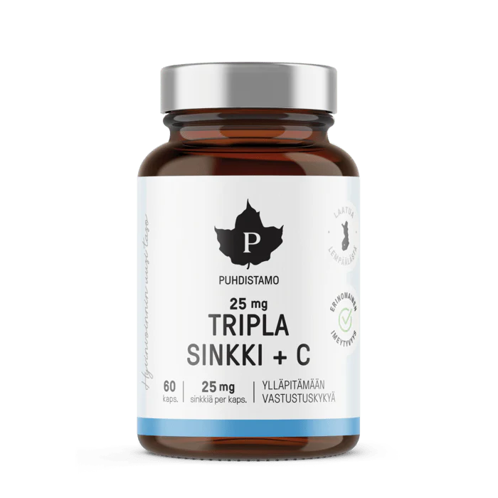 Tripla Sinkki 25mg + C 60 kaps, Puhdistamo