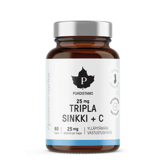 Tripla Sinkki 25mg + C 60 kaps, Puhdistamo