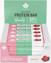 Kollageeni Protein Bar Vadelma 30g 24-pack, Puhdistamo
